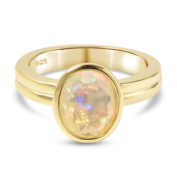 Nat&uuml;rlicher, &auml;thiopischer Opal-Ring, 925 Silber Gelbgold Vermeil  ca. 1,45 ct