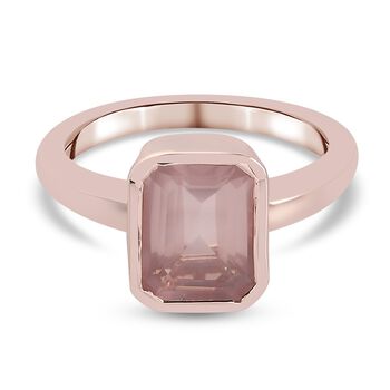 Rosenquarz Solit&auml;r Ring 925 Silber Ros&eacute;gold (Gr&ouml;&szlig;e 16.00) ca. 1,90 ct