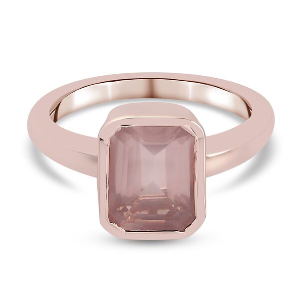 Rosa Quarz Solit&auml;r Ring 925 Silber Ros&eacute;gold
