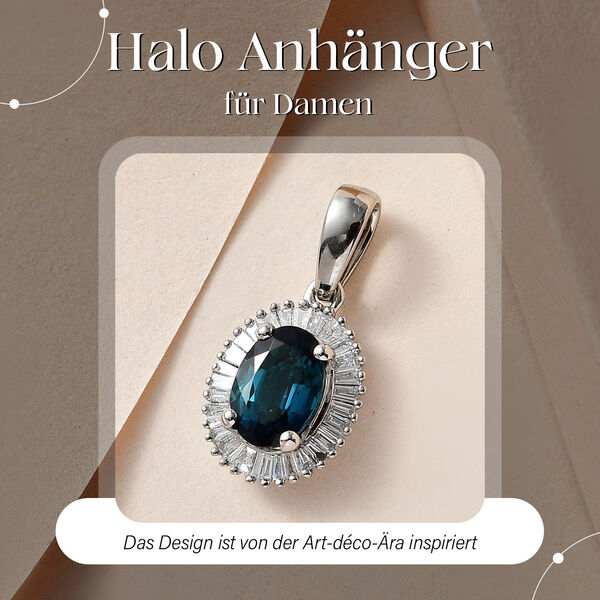 RHAPSODY AAAA Monte Belo Indigolith und VS-EF Diamant Anh&auml;nger in 950 Platin - 1,11 ct. image number 2