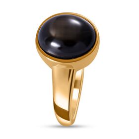 Natürlicher Schwarzer Stern Saphir Ring, 925 Silber Gelbgold Vermeil (Größe 20.00) ca. 4.35 ct