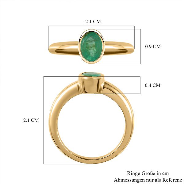 Kagem sambischer Smaragd-Solit&auml;r-Ring, 925 Silber vergoldet, 0,71 ct. image number 7
