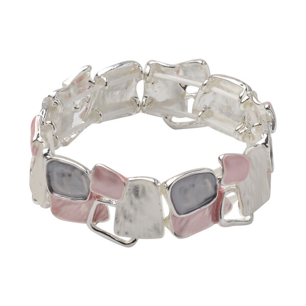 Mehrfarbiges, emailliertes, dehnbares Armband in Silberton