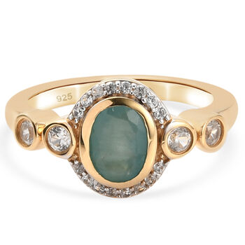 Grandidierit und Zirkon Ring 925 Silber vergoldet (Gr&ouml;&szlig;e 19.00) ca. 1,11 ct