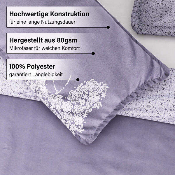Bettw&auml;sche-Set 6tlg. &ndash; Floraler Schmetterling, grau image number 5