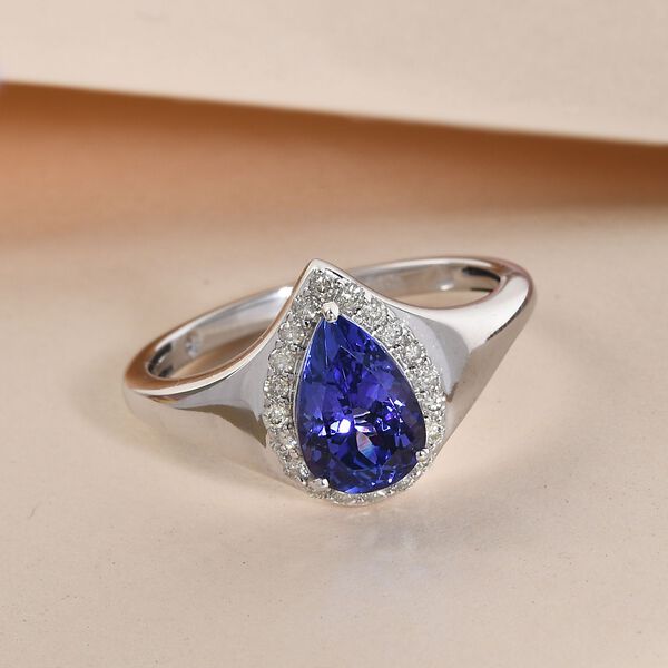 AA Tansanit und weißer Diamant-Ring, 585 Gold  ca. 1,79 ct image number 2