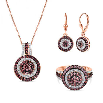 D'Joy AA Padparadscha Saphir und Zirkon Schmuckset