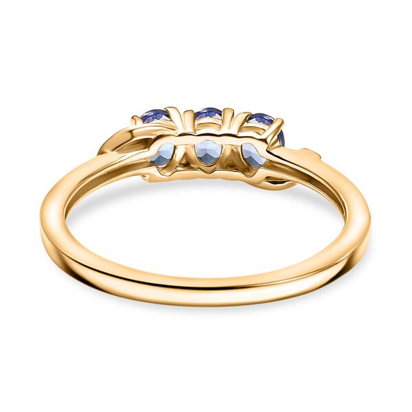 AA Tansanit Ring 925 Silber 750 Gelb Vergoldet (Größe 18.00) ca. 0,55 ct image number 5