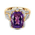 AA Afrikanischer Amethyst, Wei&szlig;er Zirkon Ring, 925 Silber vergoldet (Gr&ouml;&szlig;e 16.00) ca. 6.39 ct