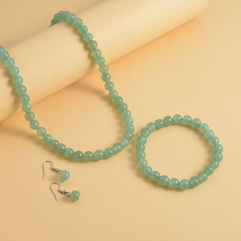 3er-Set - gr&uuml;nes Aventurin-Schmuckset - 	323,50 ct.