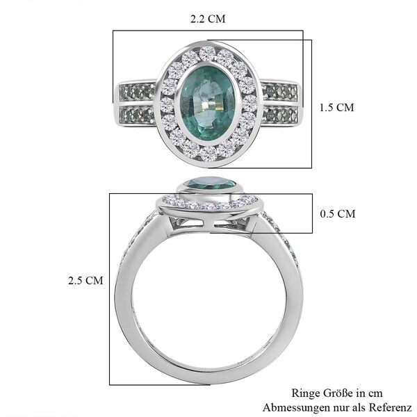 Smaragd und Moissanit Ring, ca. 1,91 ct image number 6