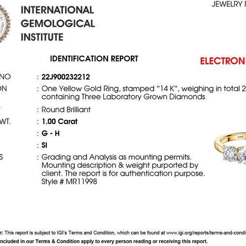 IGI zertifizierter SI GH Labor-Diamant-Ring - 1 ct. image number 9