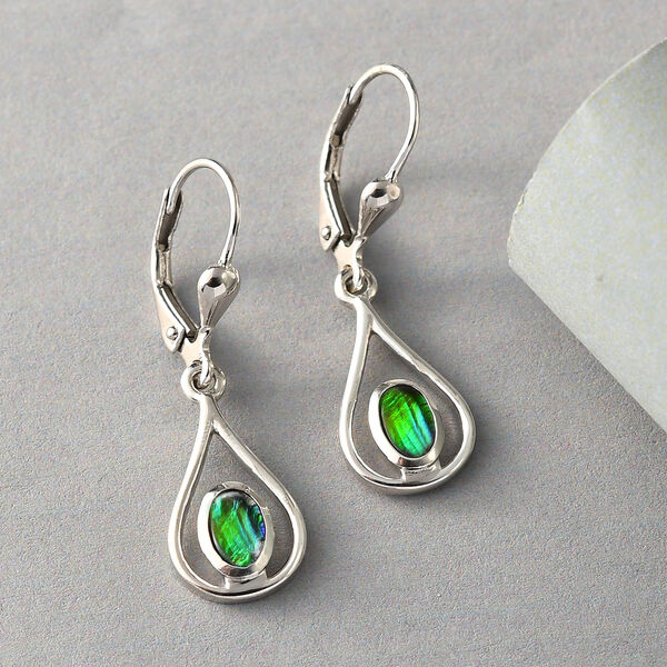 Ammolite Solit&auml;r-Ohrh&auml;nger in Silber image number 2