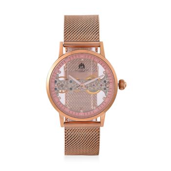 WILLIAM HUNT Wasserdichte Uhr mit Automatikwerk und Netzarmband in Goldton, 24cm