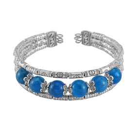 Blauer Apatit Armband ca. 18 cm Antik-silber-Plattierung ca. 43,00 ct.