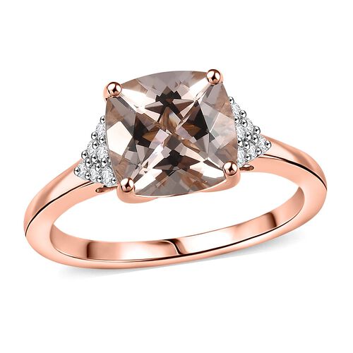 AAA Morganit, Weißer Diamant Ring 417 Gold (Größe 19.00) ca. 3,19 ct image number 0