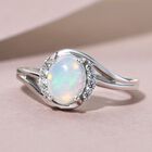 Natürlicher, äthiopischer Opal und weißer Zirkon-Ring, 925 Silber platiniert  ca. 1,01 ct image number 1