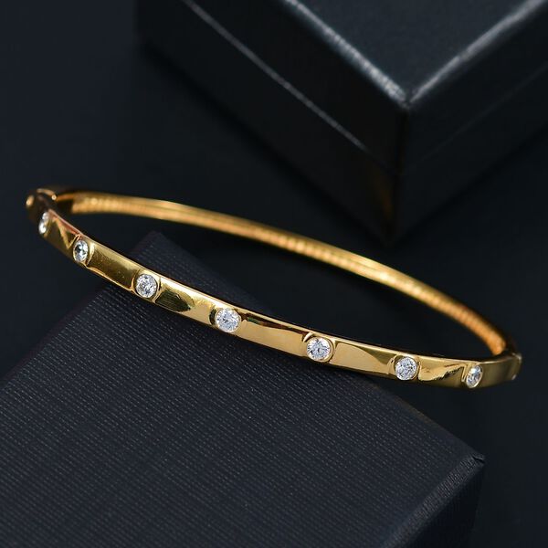 J Francis gefertigt mit SWAROVSKI- Swarovski Zirkonia 19cm Armreif, 925 Silber 750 Gelbgold Vermeil image number 2