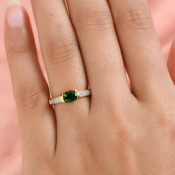 Natürlicher Chromdiopsid und Zirkon-Ring, 925 Silber vergoldet  ca. 0,92 ct image number 3