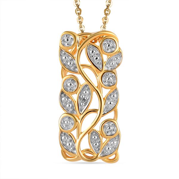 Wei&szlig;er Diamant-Anh&auml;nger mit Kette, ca. 50 cm, 925 Silber vergoldet