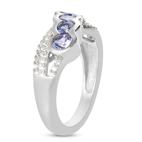 Tansanit und Zirkon Ring 925 Silber platiniert  ca. 1,12 ct image number 5