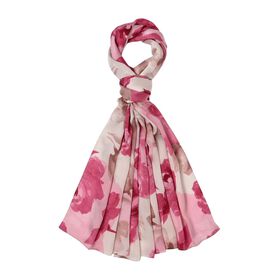 LA MAREY 100% Maulbeerseiden Schal, rosa Blüten