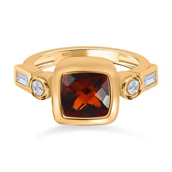 Madeira Citrin und Zirkon Ring 925 Silber vergoldet (Gr&ouml;&szlig;e 16.00) ca. 2,55 ct