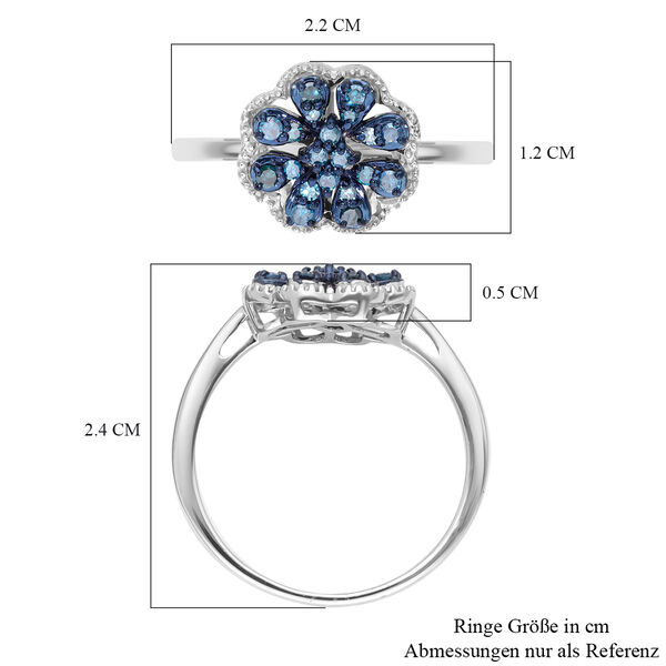 Blauer Diamant Ring, 925 Silber platiniert (Gr&ouml;&szlig;e 21.00) ca. 0,25 ct image number 5
