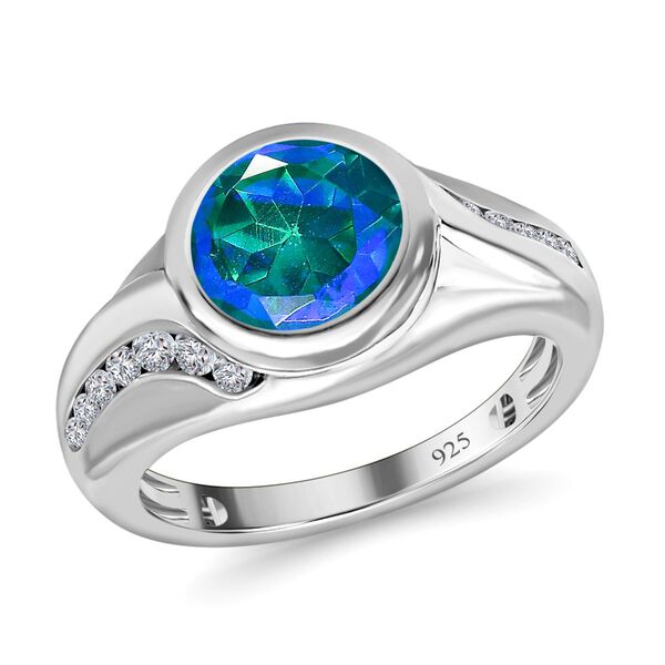 Paraiba Pfau Triplett Quarz und Zirkon-Ring - 2,73 ct. image number 3