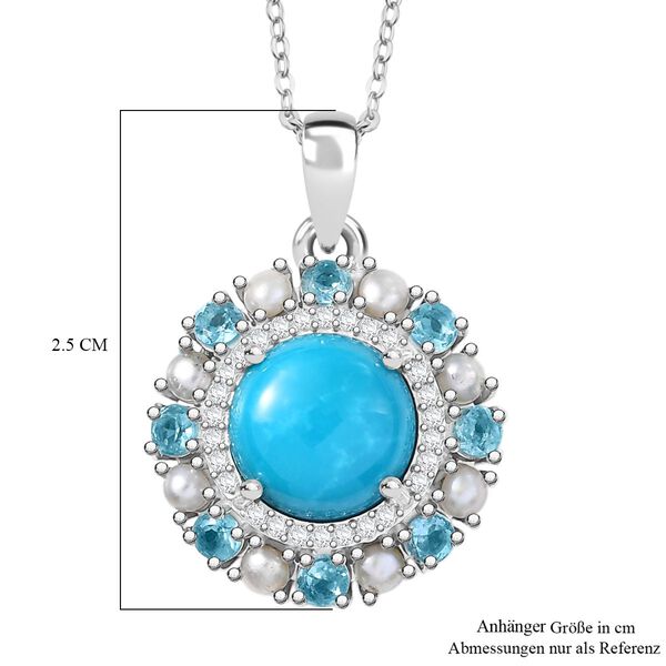D'Joy AA Sleeping Beauty T&uuml;rkis, S&uuml;&szlig;wasserperle, Apatit und Zirkon Anh&auml;nger mit 50cm Kette image number 6