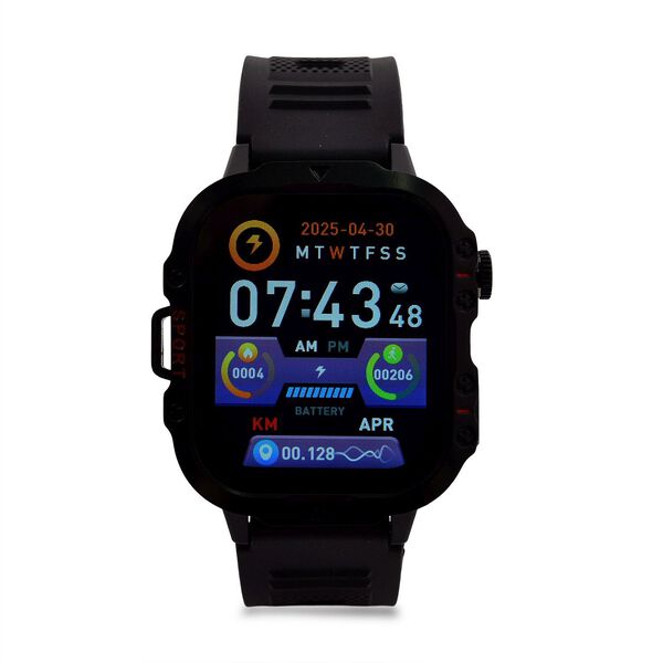 H19 Smartwatch, 2.01 Zoll HD-Display, Schwarzes Silikonarmband