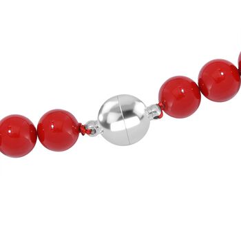 Rote Muschelkernperle Halskette ca. 50 cm Reiner Edelstahl