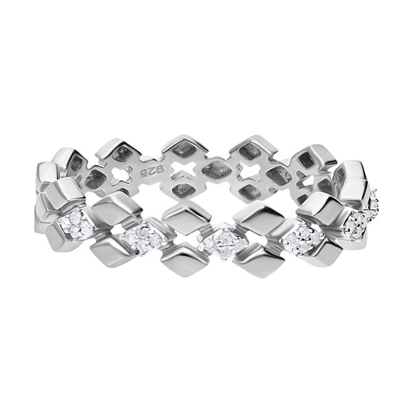 Wei&szlig;er Diamant Ring, 925 Silber platiniert - 0,14 ct.