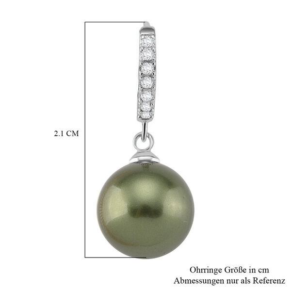 Pfaufarbene Muschelkernperle und Zirkonia Ohrringe image number 6