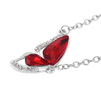 3er Set - Roter Kristall, Schwarzer Kristall Schmetterling Halskette (ca. 50 cm + 5 cm Extender), Armband (ca. 19 cm + 5 cm Extender) und Ohrringe