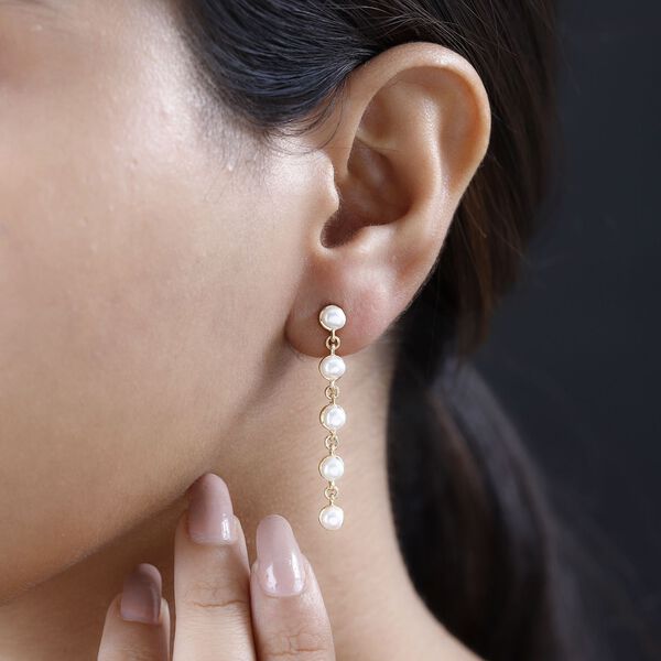 Süßwasser Perle Ohrringe, 925 Silber Gelbgold Vermeil image number 3