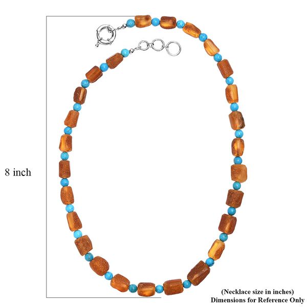 Bernstein und blaue gef&auml;rbte Magnesit 50cm Halskette - 140 ct. image number 5