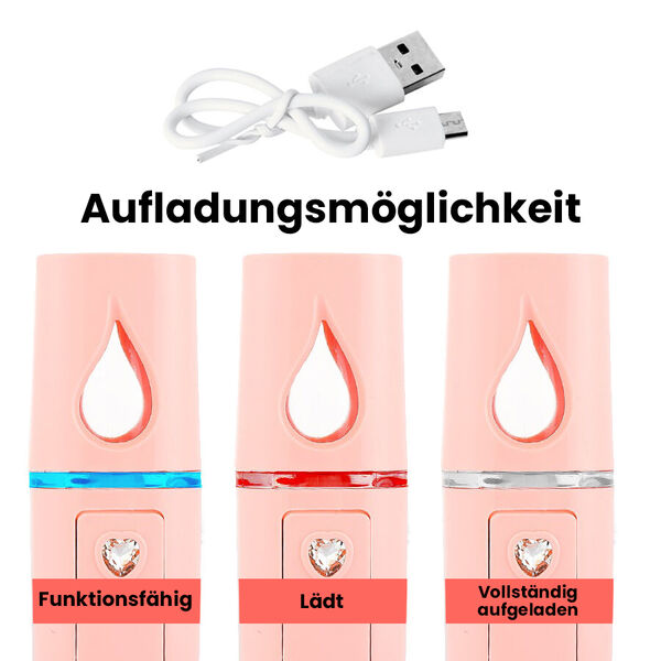 Nano Gesichtsspray mit Licht, Spiegel und USB-Kabel - Rosa image number 6