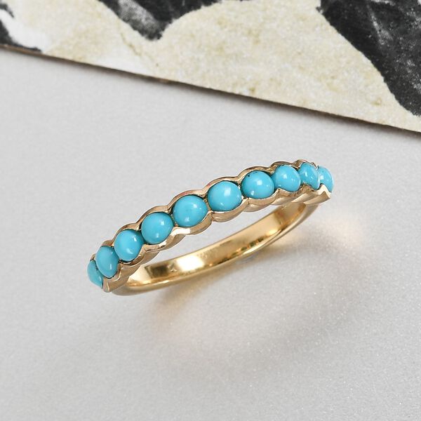 Natürlicher Sleeping Beauty Türkis Band Ring 925 Silber 585 Vergoldet image number 2