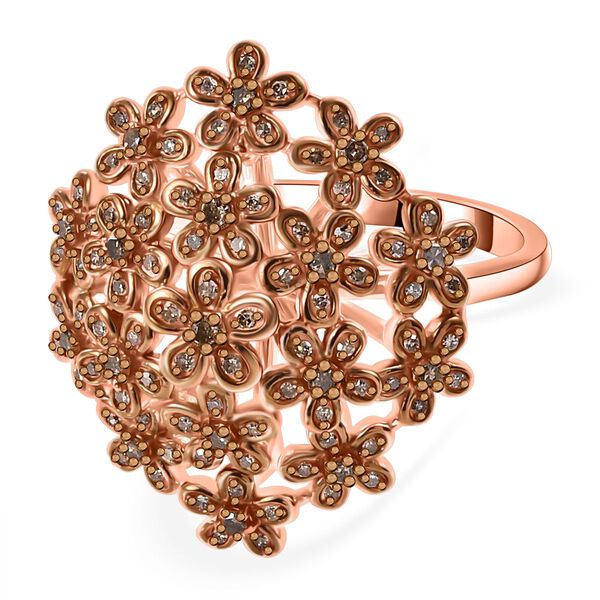 GP Italienischer Garten Kollektion - Nat&uuml;rlicher Champagner Diamant, Kanchanaburi Blauer Saphir Ring 925 Silber 750 Ros&eacute;gold Vermeil (Gr&ouml;&szlig;e 21.00) ca. 0.51 ct