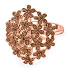GP Italienischer Garten Kollektion - Natürlicher Champagner Diamant, Kanchanaburi Blauer Saphir Ring 925 Silber 750 Roségold Vermeil (Größe 21.00) ca. 0.51 ct