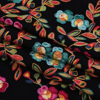 Bestickter Schal mit Paisley und Floralem Stickerei, 70 x 180 cm, Schwarz