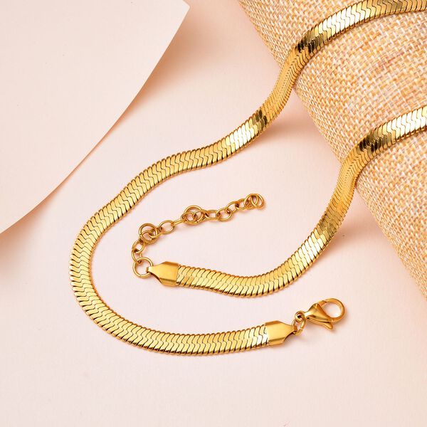 Halskette , Reiner Edelstahl, ca. 50 cm, ca. 26,50g, goldfarben image number 2