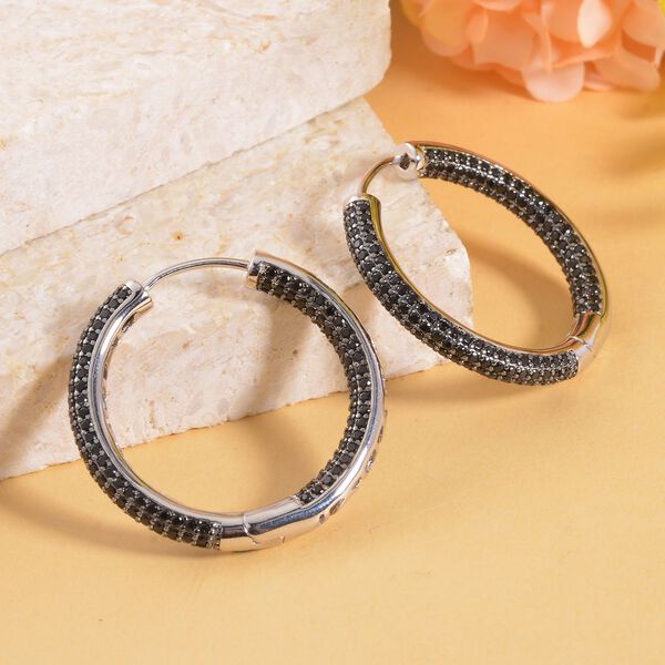 Schwarze Spinell-Inside-Out-Creolen - 2,98 ct. image number 2