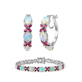 D'Joy AA äthiopisches Welo Opal und Rhodolith Granat Armband und Ohrringe