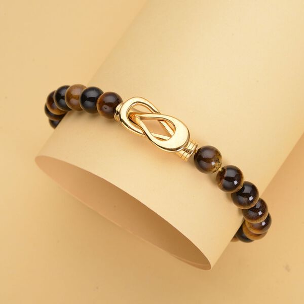 Gelbes Tigerauge Armband, ca. 20 cm, Edelstahl goldfarben ca. 112.50 ct image number 2