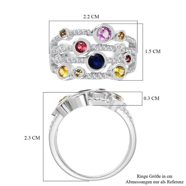 Multi Saphir und Moissanit Ring - 1,48 ct. image number 6