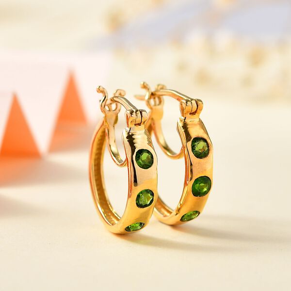 Nat&uuml;rlicher Chromdiopsid Ohrringe 925 Silber vergoldet ca. 0.77 ct image number 2