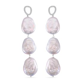 Weiße Keshi Perlen Ohrringe, ca. 70,00 ct.