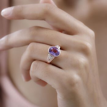 AAA Rose De France Amethyst, Wei&szlig;er Zirkon Ring, ca. 3.40 ct.